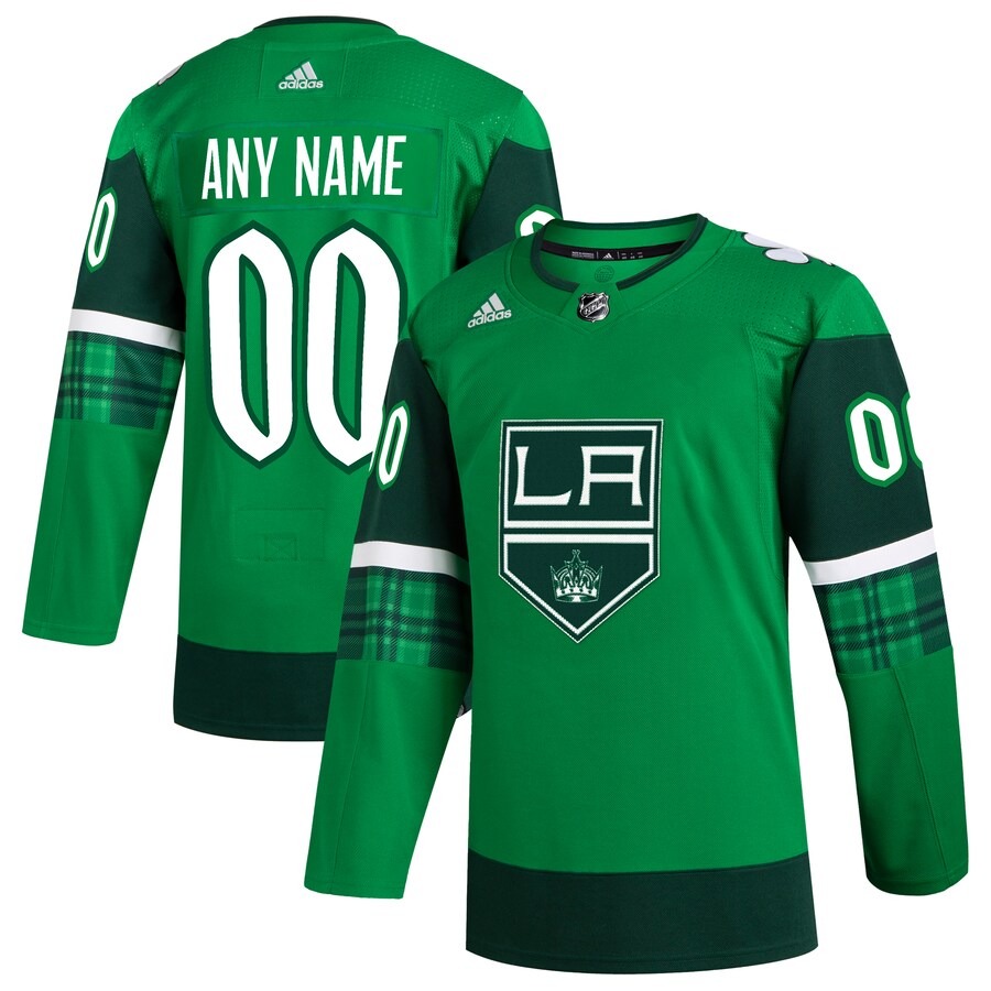 Men's Los Angeles Kings  adidas Kelly Green St. Patrick's Day Authentic Custom Jersey - Jersey