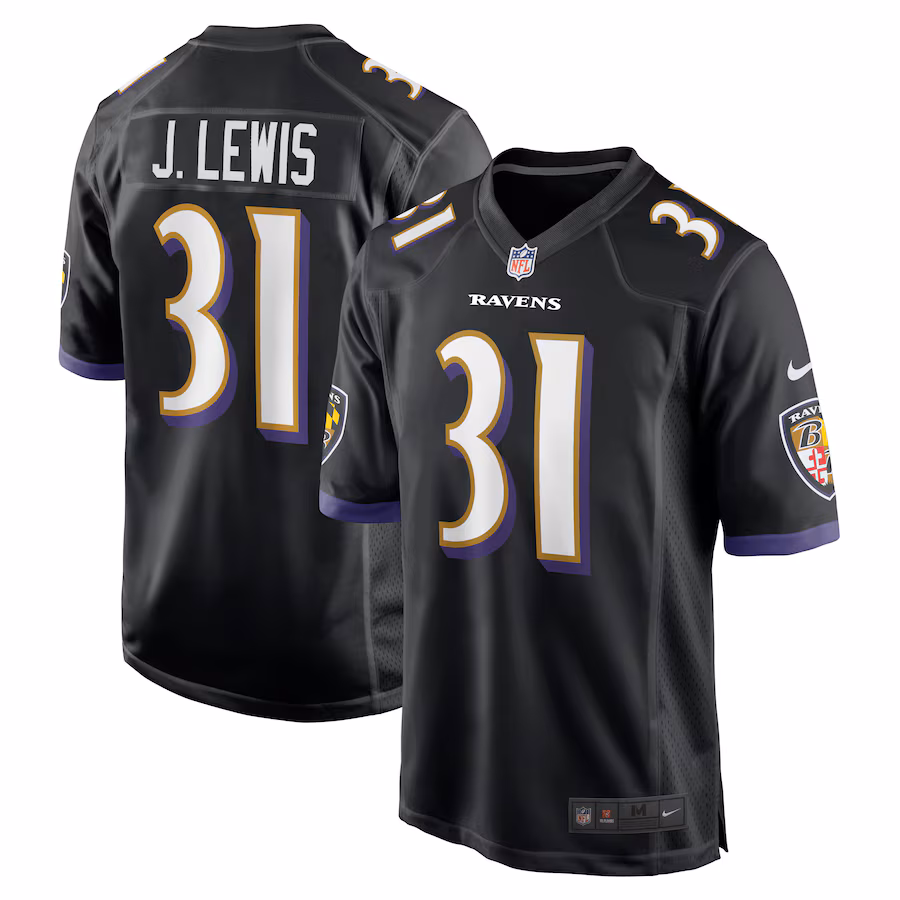 Men's Baltimore Ravens Jamal Lewis Nike Black Retired Player Alternate Game Jersey - Jersey
