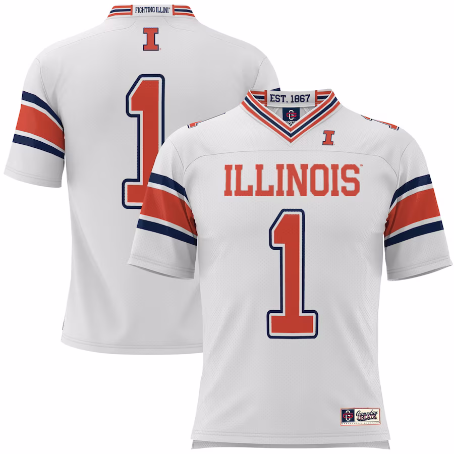 #1 Illinois Fighting Illini GameDay Greats Football Jersey - White - Jersey