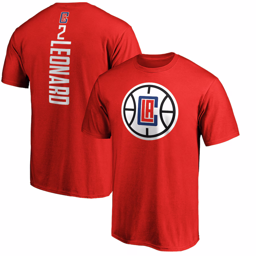 Men's LA Clippers Kawhi Leonard Fanatics Red Team Playmaker Name & Number T-Shirt - Jersey