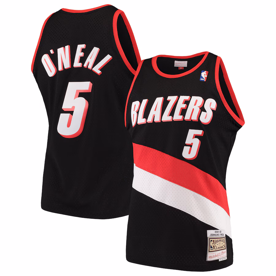 Men's Portland Trail Blazers Jermaine O'Neal Mitchell & Ness Black 1999/00 Hardwood Classics Swingman Jersey - Jersey