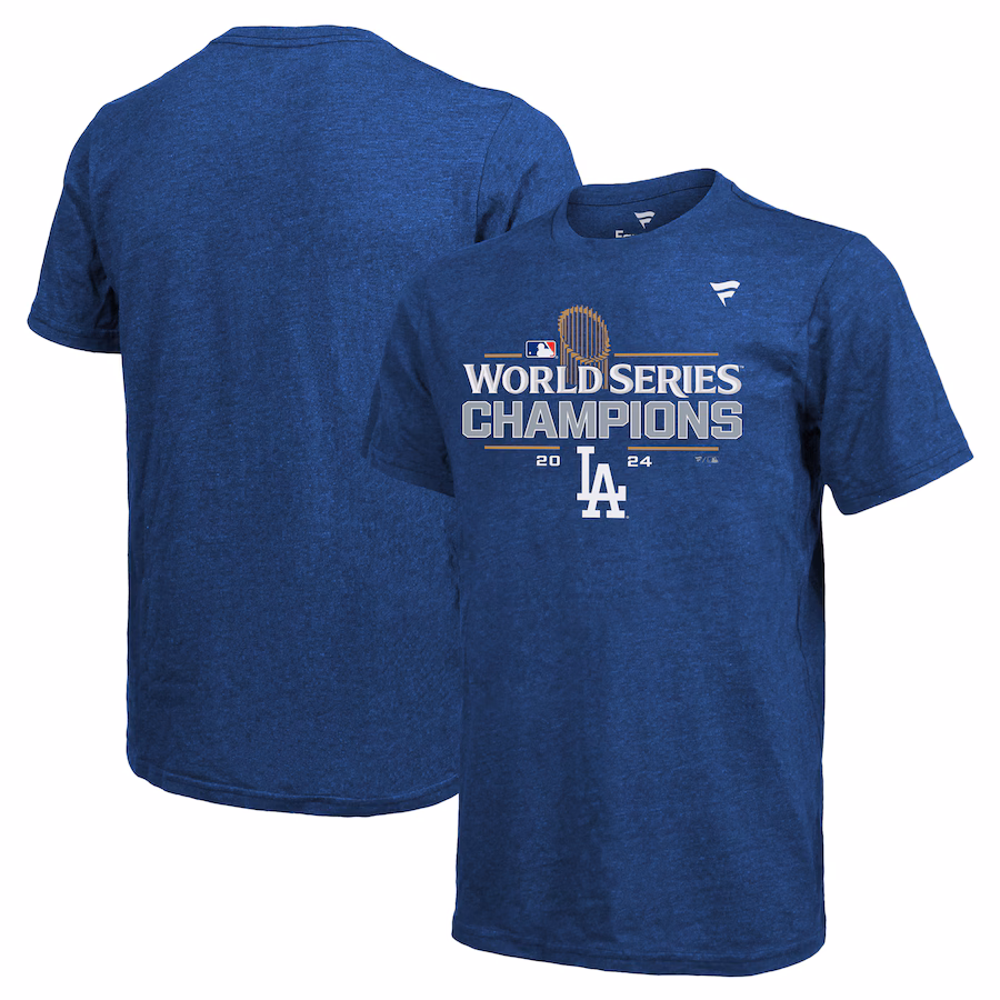 Men's Los Angeles Dodgers Fanatics Royal 2024 World Series Champions Locker Room Jersey Tri-Blend T-Shirt - Jersey