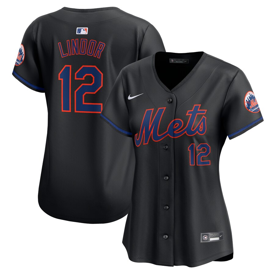 Women's New York Mets Francisco Lindor Nike Black Alternate Limited Player Jersey - Jersey