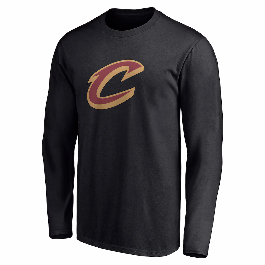 Men's Cleveland Cavaliers Black Primary Logo Team Long Sleeve T-Shirt - Jersey
