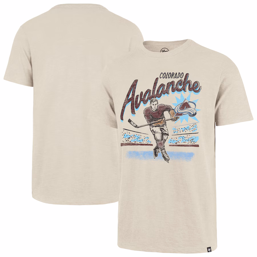 Men's Colorado Avalanche '47 Natural Hockey Player Golden Age Scrum T-Shirt - Jersey