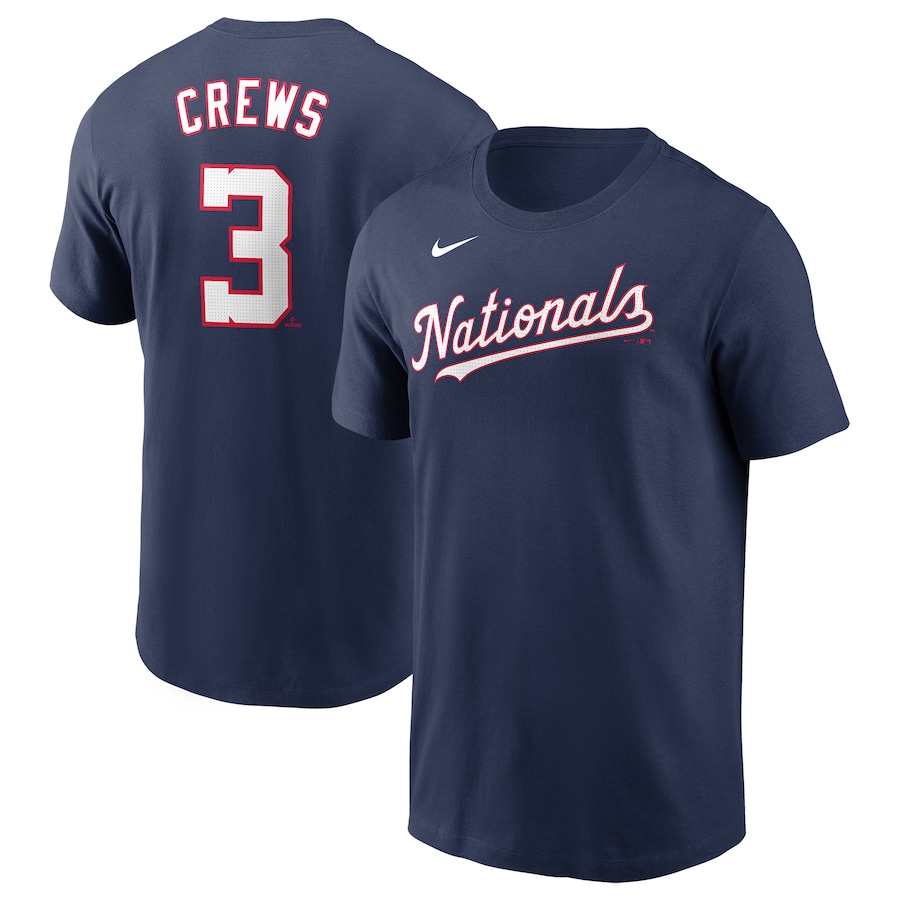 Men's Washington Nationals Dylan Crews Nike Navy Fuse Name & Number T-Shirt - Jersey