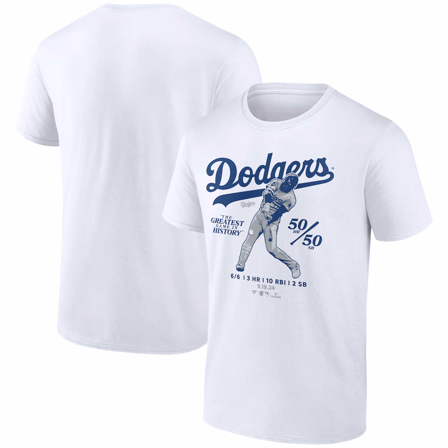 Men's Los Angeles Dodgers Shohei Ohtani White 6 for 6 T-Shirt - Jersey