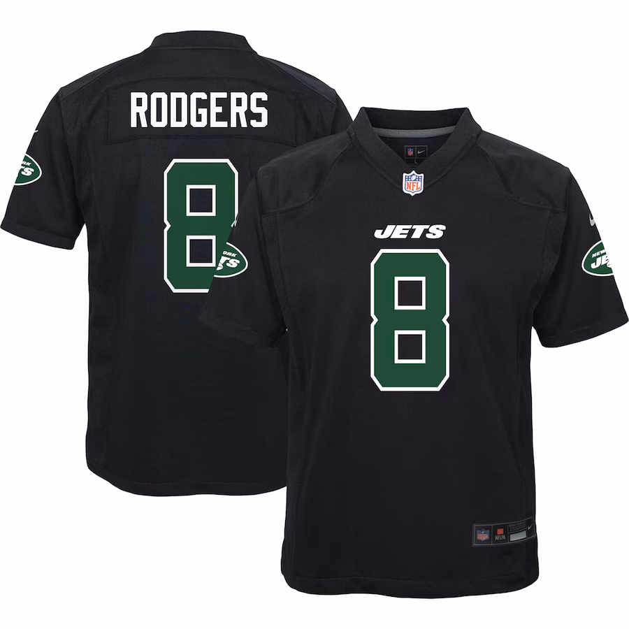 Youth New York Jets Aaron Rodgers Nike Black Game Fashion Jersey - Jersey
