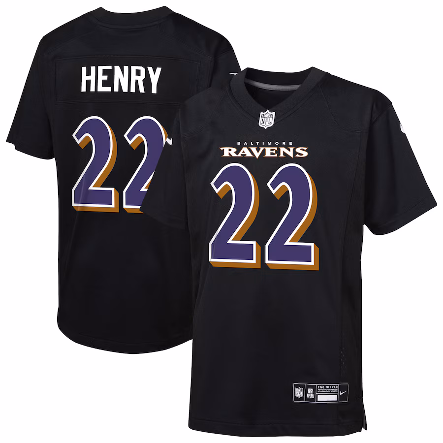 Youth Baltimore Ravens Derrick Henry Nike Carbon Black Fashion Game Jersey - Jersey