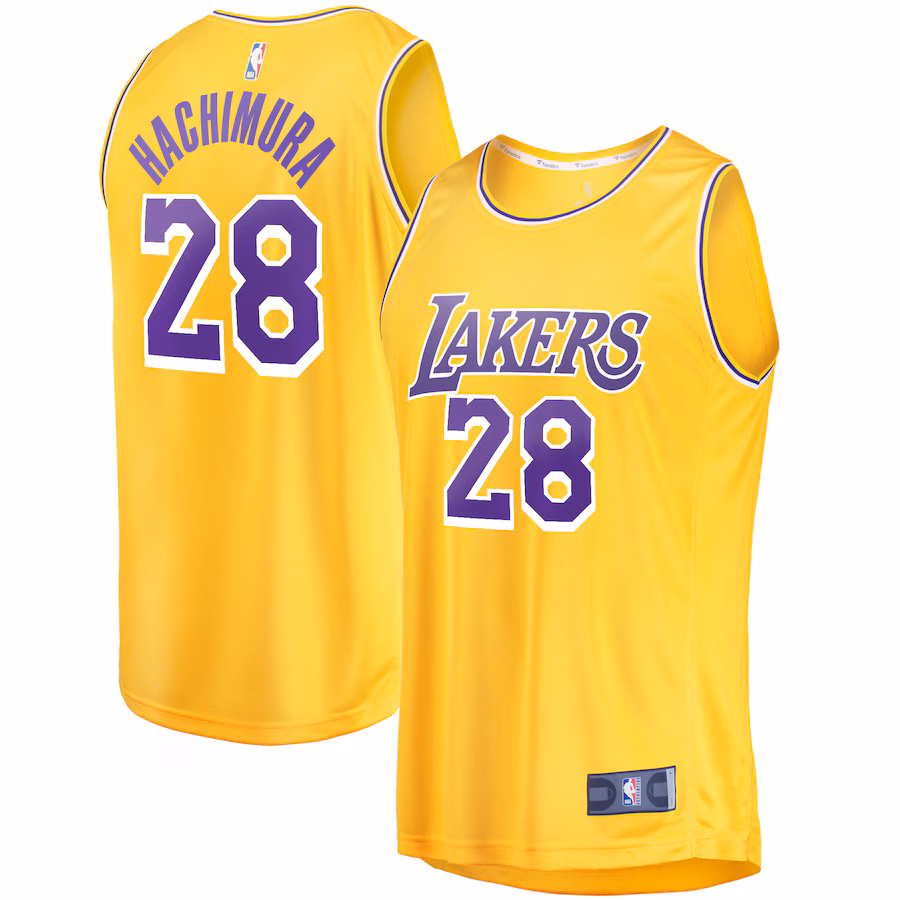 Men's Los Angeles Lakers Rui Hachimura Fanatics Gold Fast Break Player Jersey - Icon Edition - Jersey