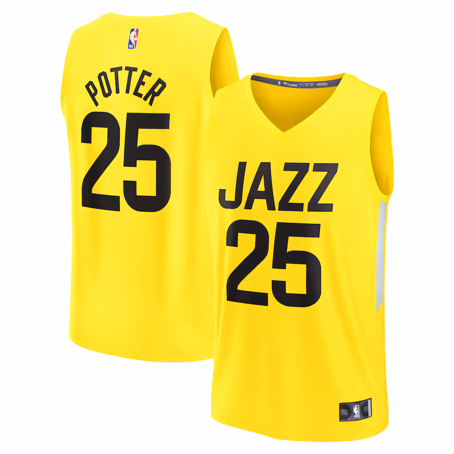 Men's Utah Jazz Micah Potter Fanatics Yellow Fast Break Player Jersey - Icon Edition - Jersey