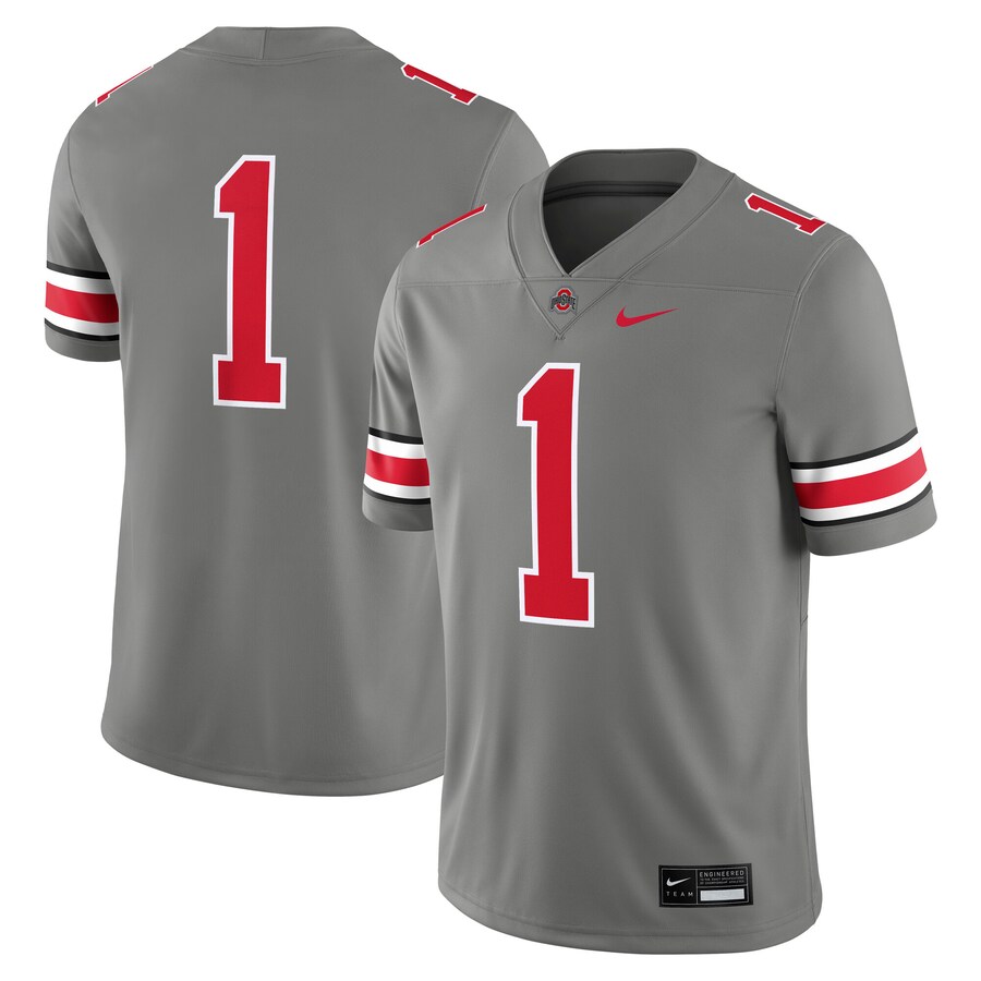 Men's Nike #1 Steel Ohio State Buckeyes Alternate Game Jersey - Jersey
