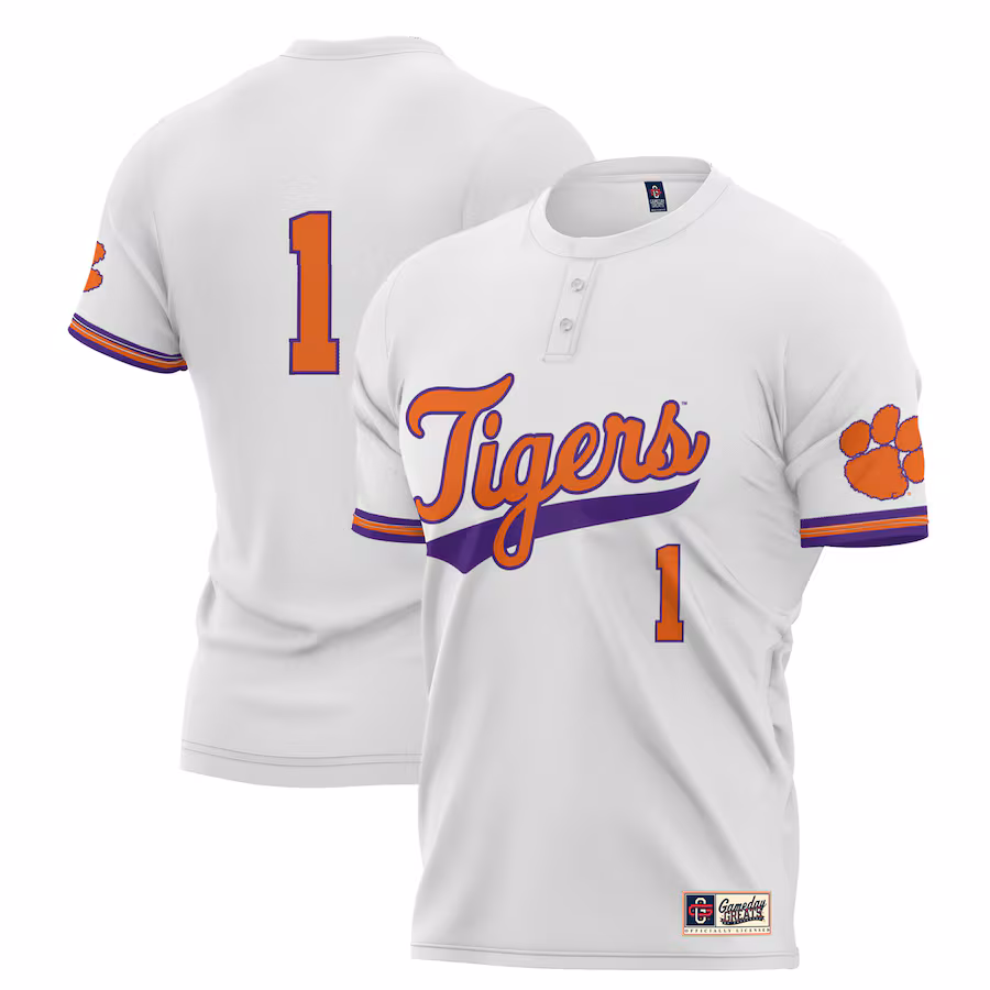 Unisex GameDay Greats #1 White Clemson Tigers Lightweight Softball Jersey - Jersey