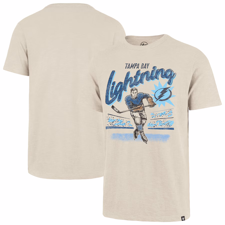 Men's Tampa Bay Lightning '47 Natural Hockey Player Golden Age Scrum T-Shirt - Jersey