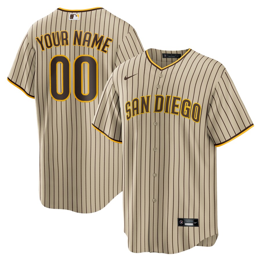 Men's San Diego Padres Nike Brown Road Custom Replica Jersey - Jersey
