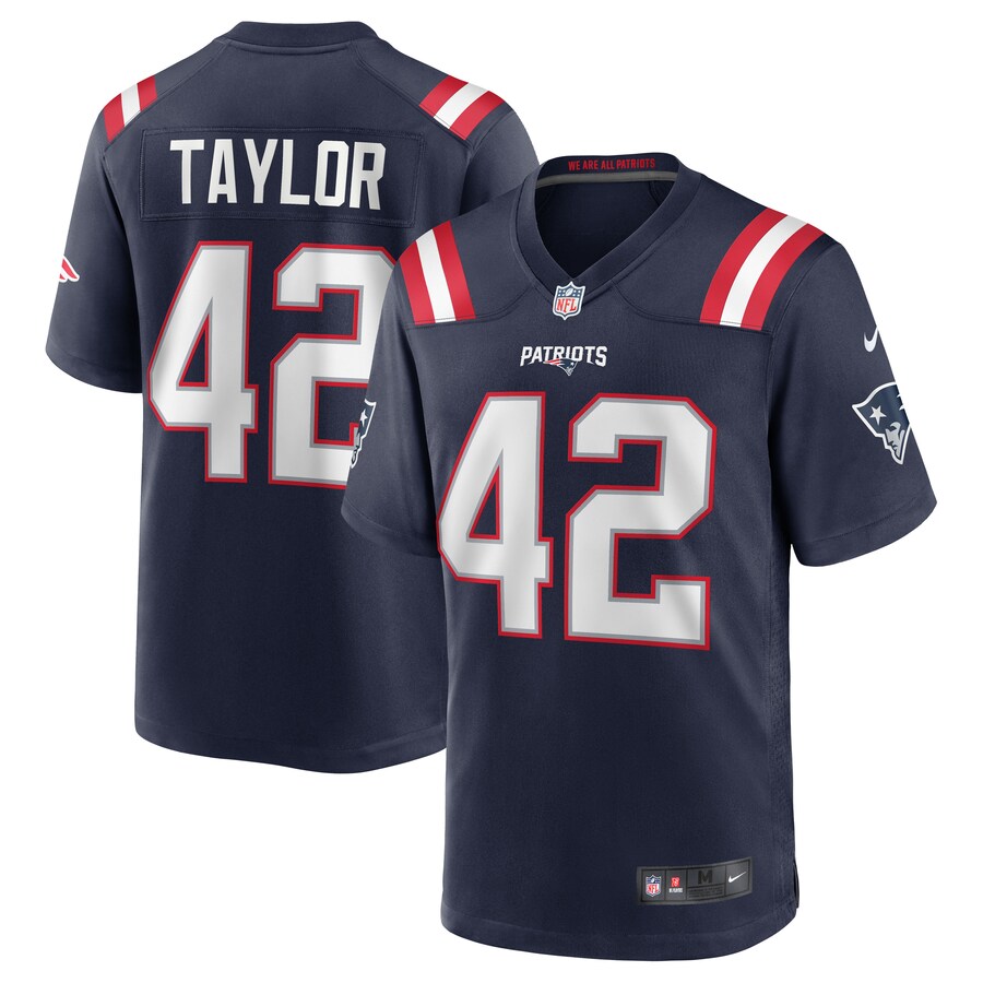 Men's New England Patriots J.J. Taylor Nike Navy Team Game Jersey - Jersey