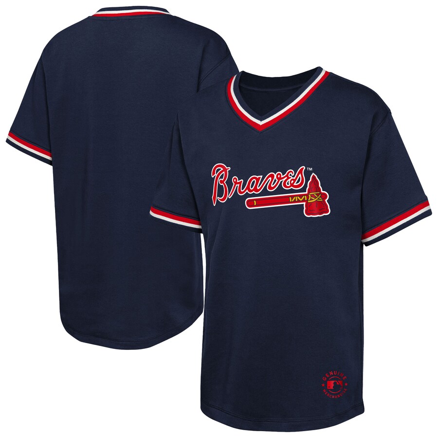 Youth Atlanta Braves Navy Relief Pitcher V-Neck T-Shirt - Jersey