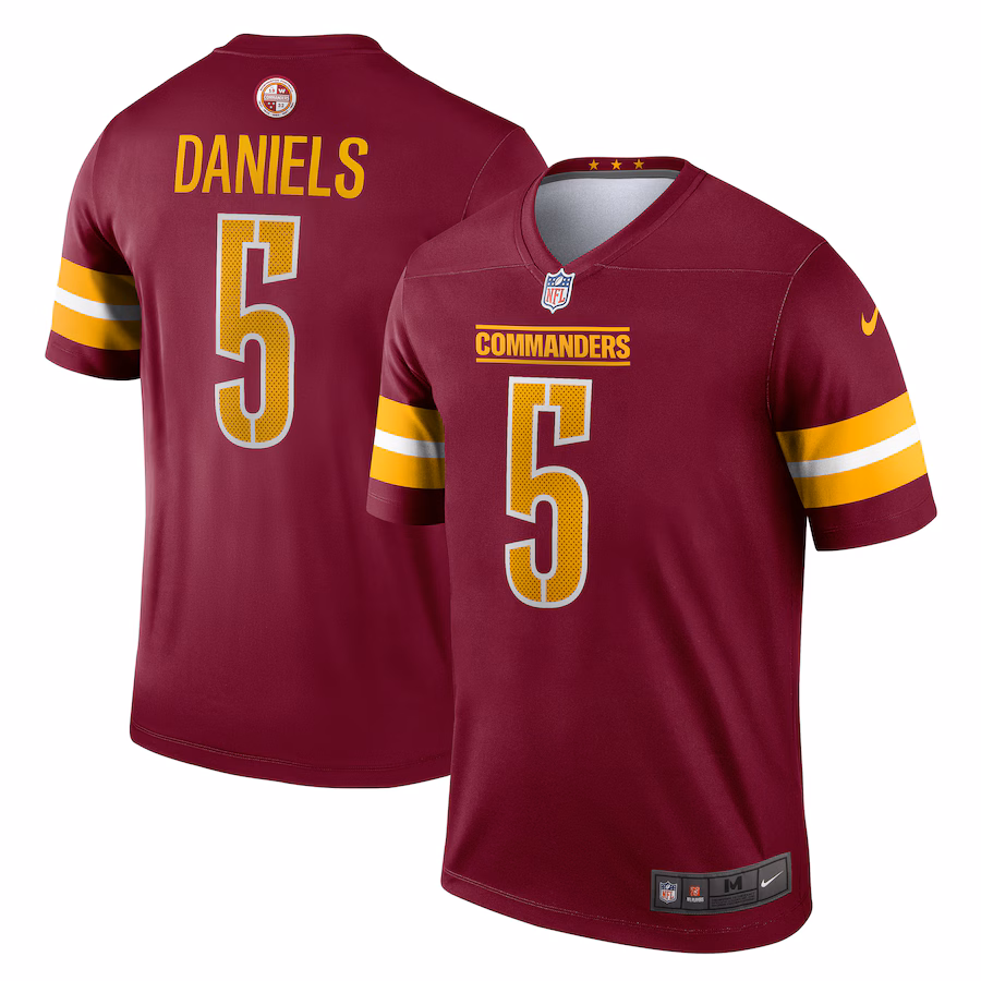 Men's Washington Commanders Jayden Daniels Nike Burgundy Team Legend Player Performance Top - Jersey