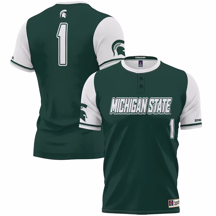 #1 Michigan State Spartans GameDay Greats Youth Lightweight Softball Jersey - Green - Jersey