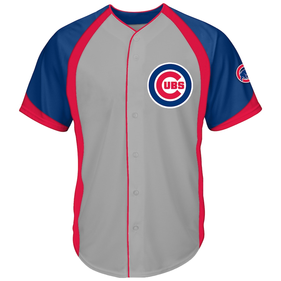 Men's Chicago Cubs Gray/Royal Big & Tall Colorblock Full-Button Jersey - Jersey