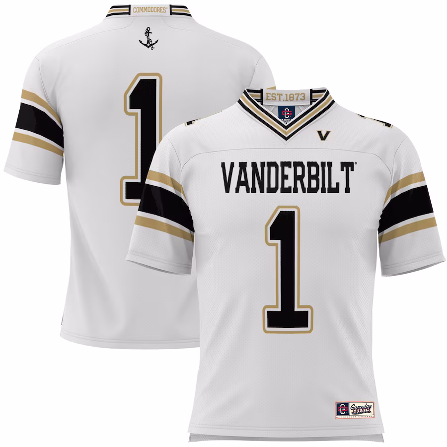 #1 Vanderbilt Commodores GameDay Greats Youth Football Jersey - White - Jersey