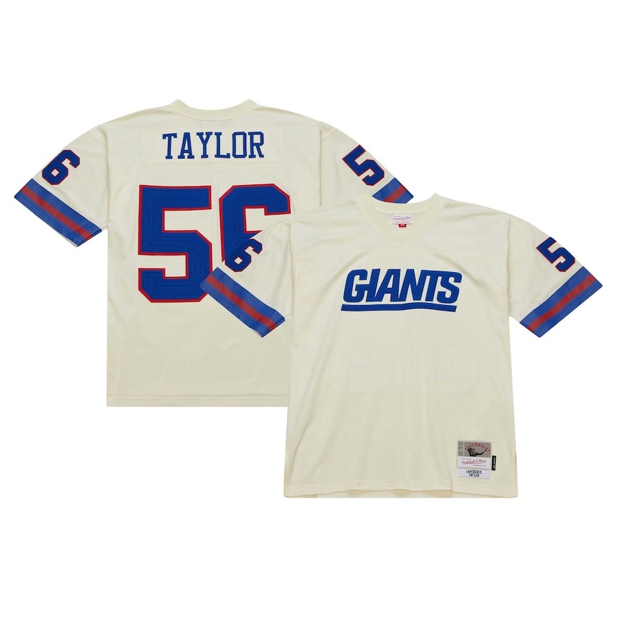 Men's New York Giants Lawrence Taylor Mitchell & Ness Cream Chainstitch Legacy Jersey - Jersey