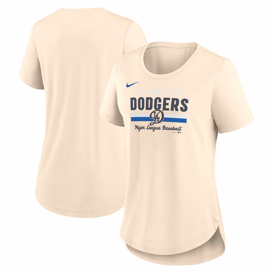 Women's Los Angeles Dodgers Nike Cream City Connect Lockup Tri-Blend T-Shirt - Jersey