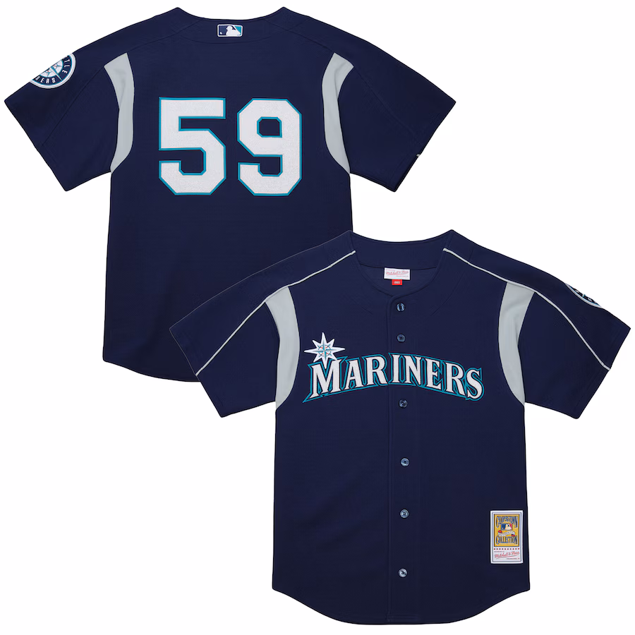 Men's Seattle Mariners Felix Hernandez Mitchell & Ness Navy Cooperstown Collection Batting Practice Jersey - Jersey