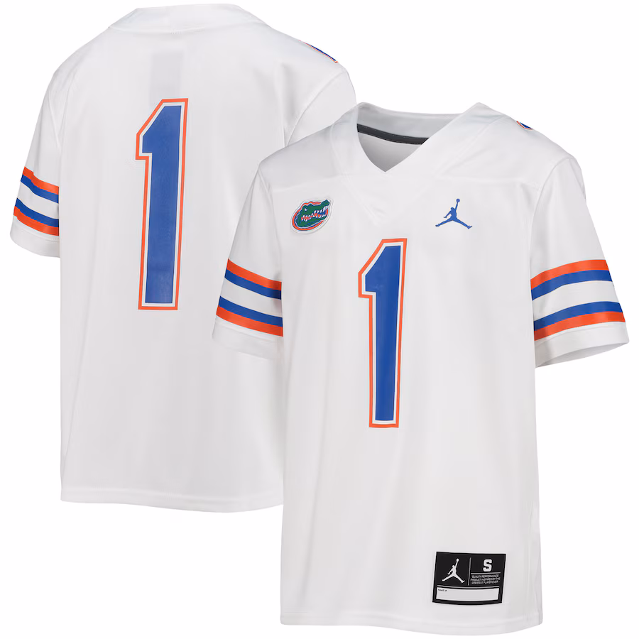 #1 Florida Gators Jordan Brand Youth Untouchable Football Team Jersey - White - Jersey