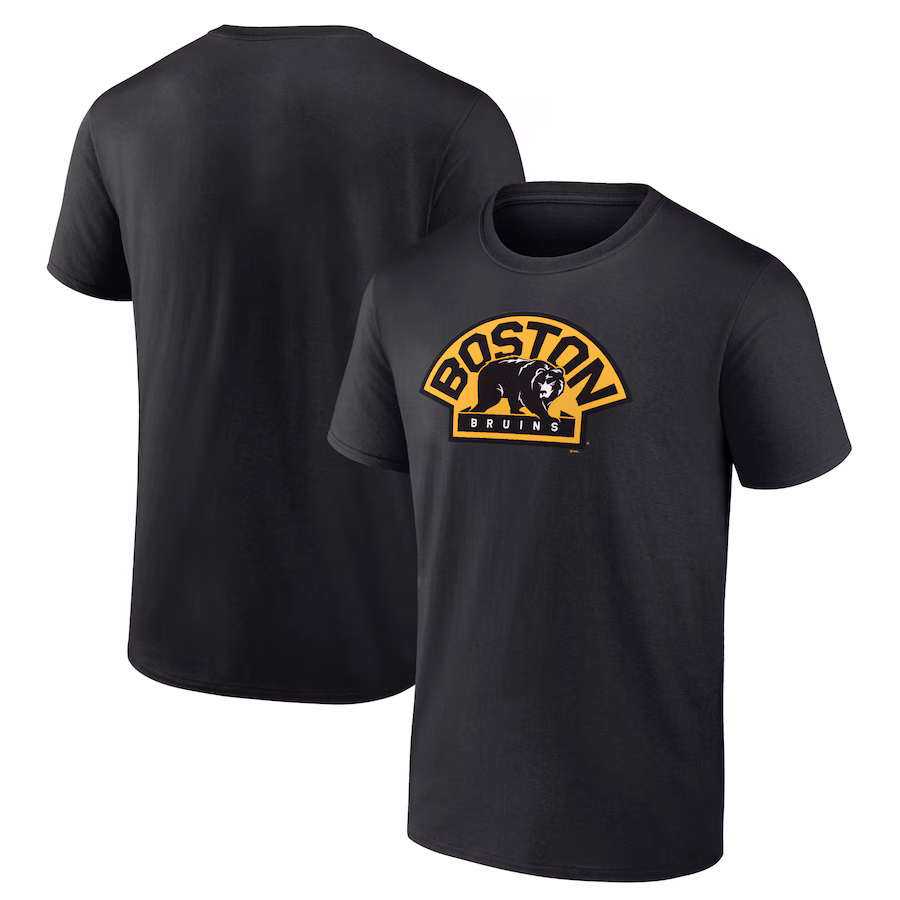 Men's Boston Bruins Black Shoulder Patch Logo T-Shirt - Jersey