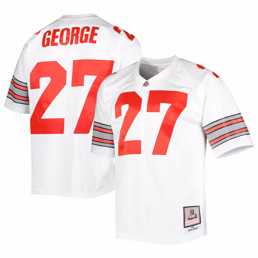 Men's Mitchell & Ness Eddie George White Ohio State Buckeyes Authentic Jersey - Jersey