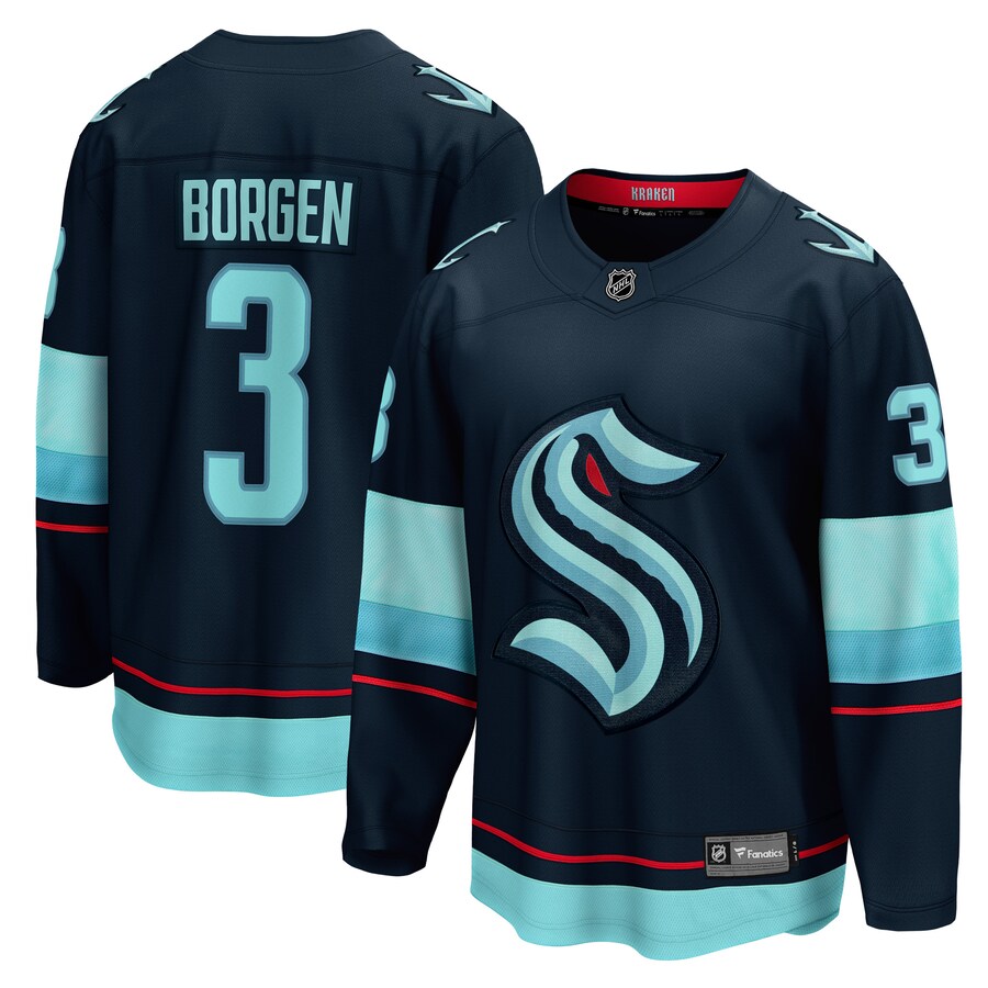 Men's Seattle Kraken Will Borgen Fanatics Branded Deep Sea Blue Home Breakaway Player Jersey - Jersey
