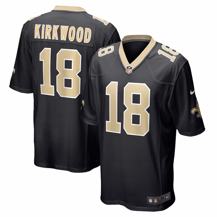 Men's New Orleans Saints Keith Kirkwood Nike  Black Team Game Jersey - Jersey
