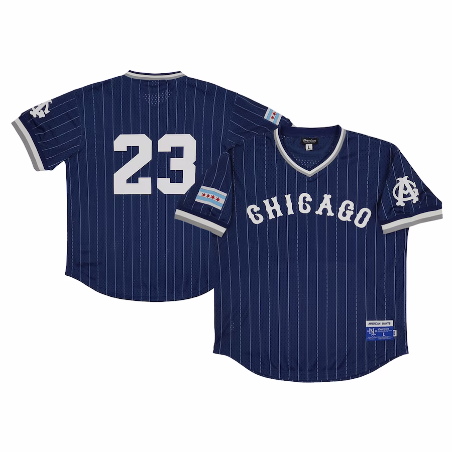 Men's Chicago American Giants #23 Rings & Crwns Navy Mesh Replica V-Neck Jersey - Jersey