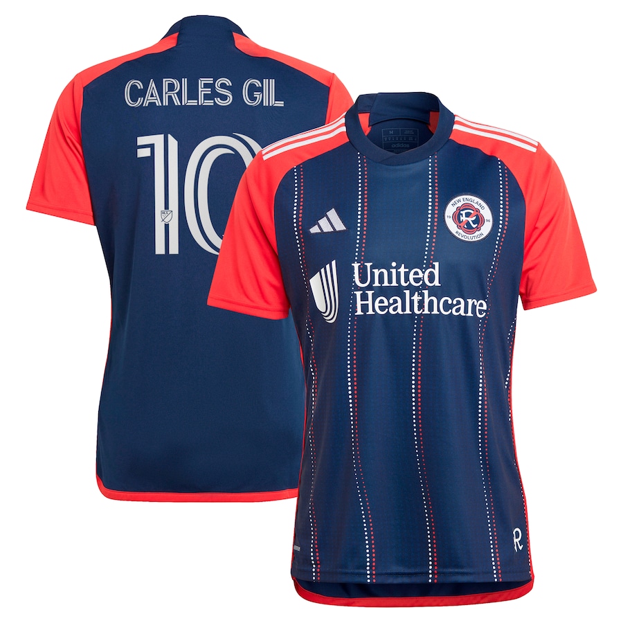 Men's New England Revolution Carles Gil adidas Navy 2024 Boston Tea Party Replica Player Jersey - Jersey