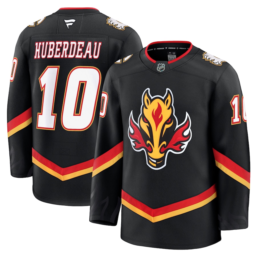 Men's Calgary Flames Jonathan Huberdeau Fanatics Black Alternate Premium Jersey - Jersey