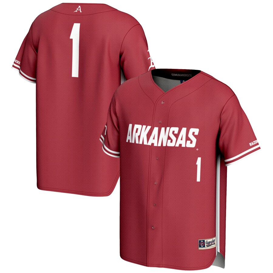 Youth GameDay Greats #1 Cardinal Arkansas Razorbacks Lightweight Baseball Jersey - Jersey