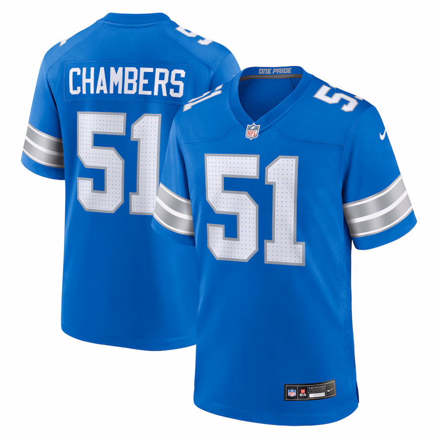 Men's Detroit Lions Steele Chambers Nike  Blue Game Jersey - Jersey