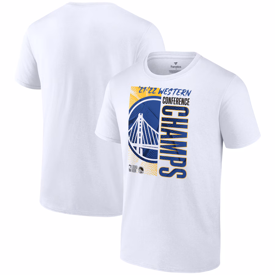 Men's Golden State Warriors Fanatics White 2022 Western Conference Champions Locker Room T-Shirt - Jersey