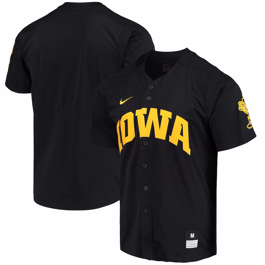 Iowa Hawkeyes Nike Replica Vapor Elite Full-Button Baseball Jersey - Black - Jersey