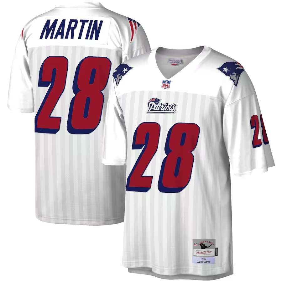 Men's New England Patriots Curtis Martin Mitchell & Ness White Legacy Replica Jersey - Jersey