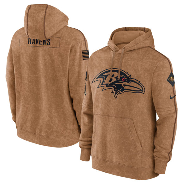 Men's Baltimore Ravens 2023 Brown Salute to Service Pullover Hoodie - Jersey