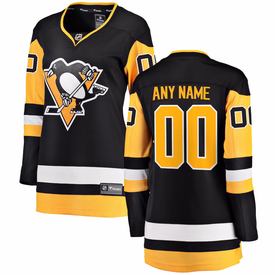 Women's Pittsburgh Penguins Fanatics Black Home Breakaway Custom Jersey - Jersey