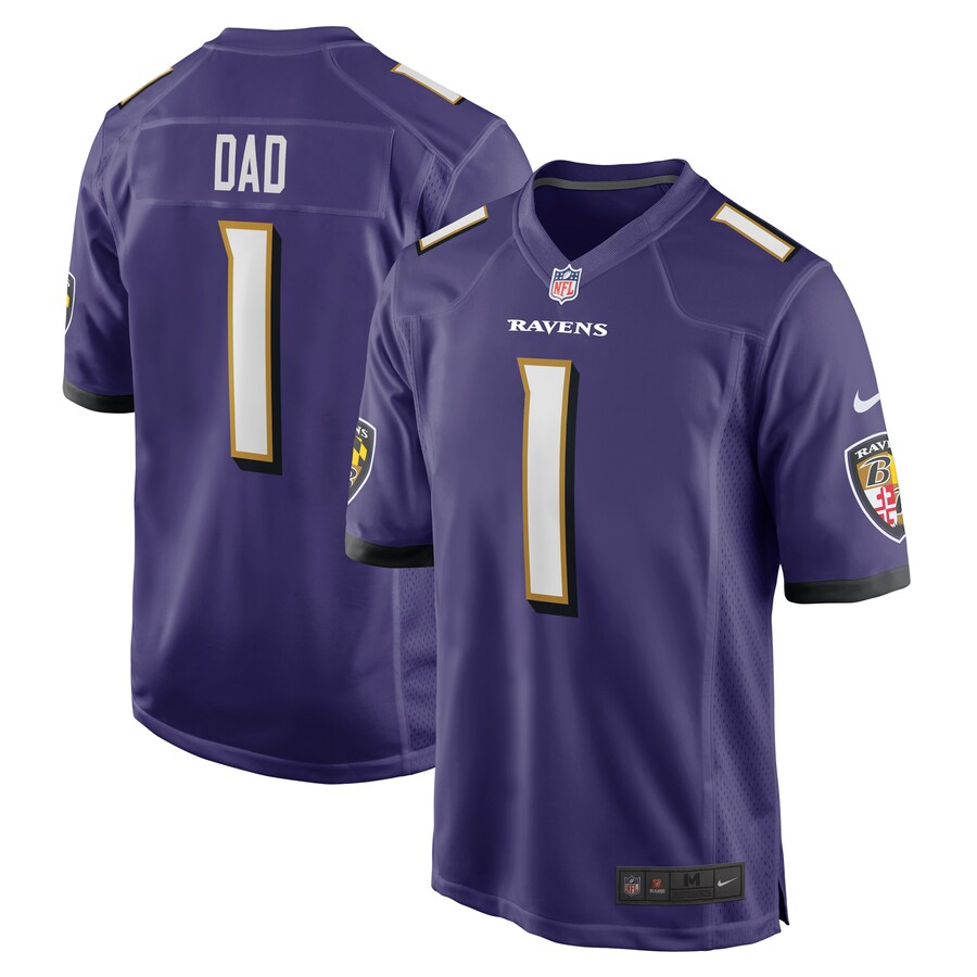 Men's Baltimore Ravens Number 1 Dad Nike Purple Game Jersey - Jersey