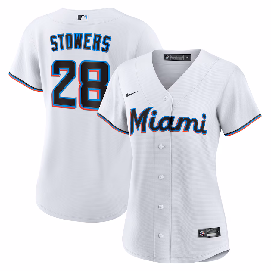 Women's Miami Marlins Kyle Stowers Nike White Home Replica Jersey - Jersey