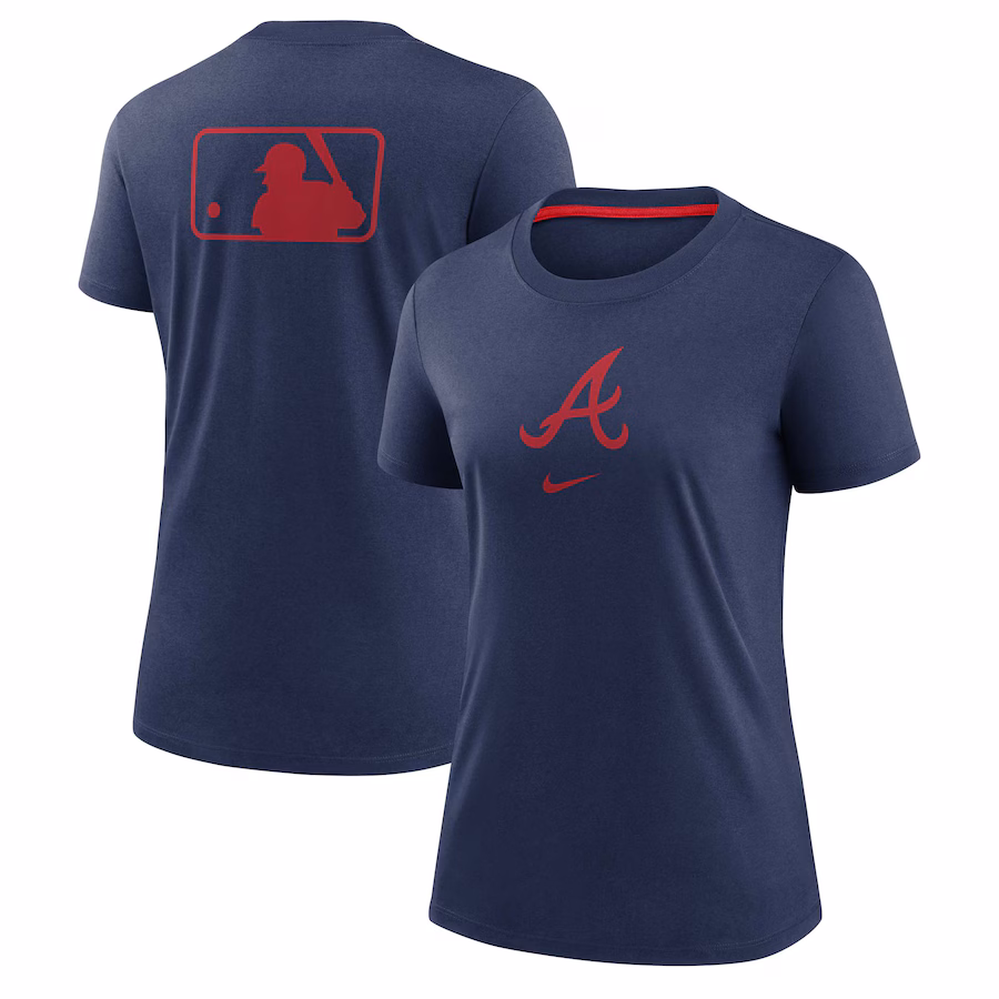 Women's Atlanta Braves Nike Navy Authentic Collection Early Work Tri-Blend T-Shirt - Jersey