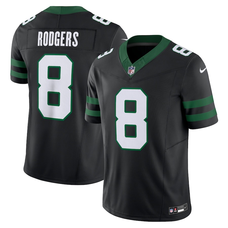 Men's New York Jets Aaron Rodgers Nike Legacy Black Alternate Vapor F.U.S.E. Limited Jersey - Jersey
