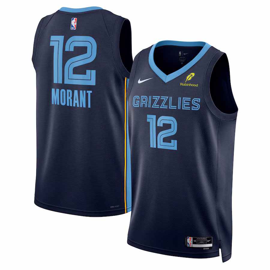 Unisex Memphis Grizzlies Ja Morant Nike Navy Swingman Badge Player Jersey - Icon Edition - Jersey