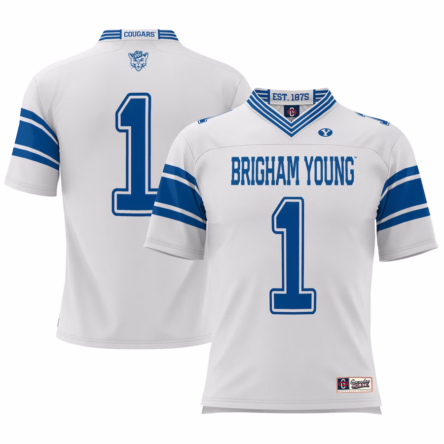 #1 BYU Cougars GameDay Greats Youth Football Jersey - White - Jersey