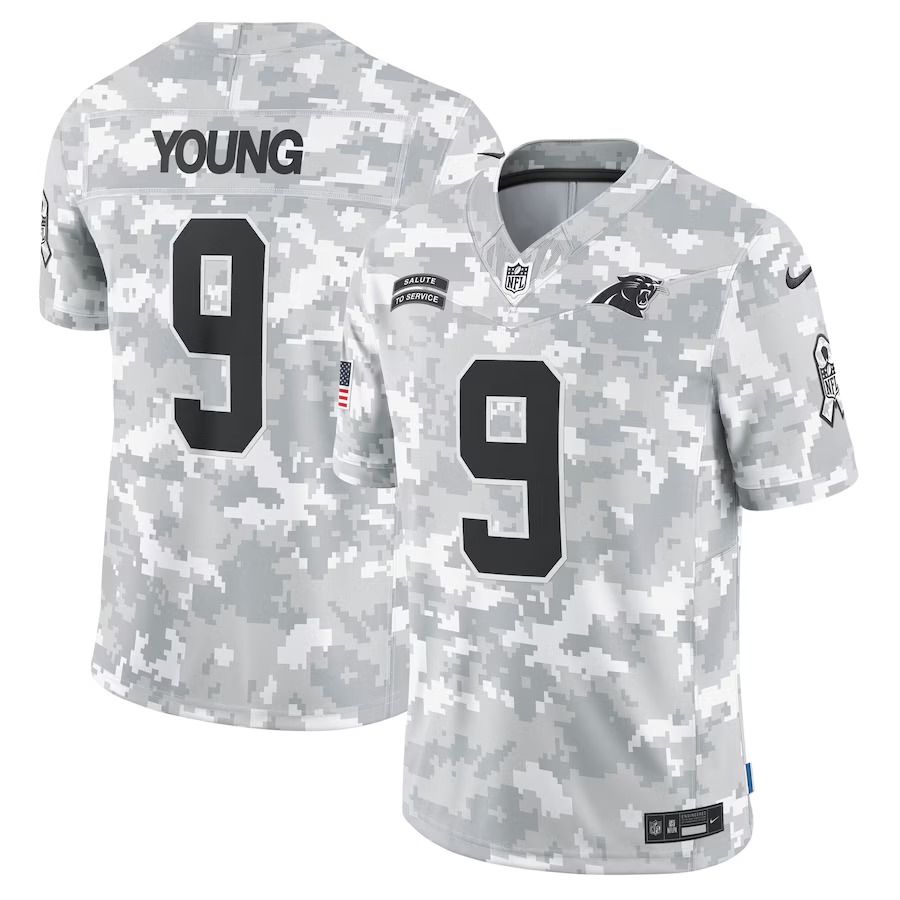 Men's Carolina Panthers Bryce Young Nike Arctic Camo 2024 Salute to Service Limited Jersey - Jersey